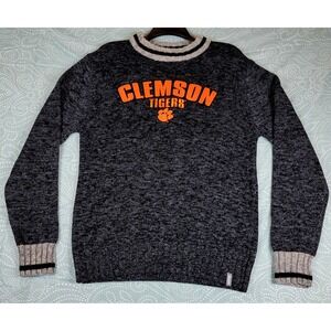 Clemson Tigers Crew Neck Bruzer Sweater Knit Pullover Orange Logo Gray Mens S/P